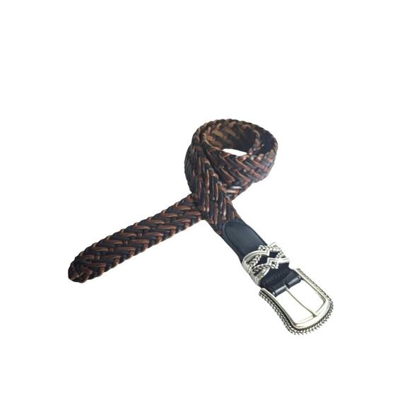 Brighton Belt Bundle Women's Sz S Brown Black Leathers Woven Textured Silver - Picture 2 of 13